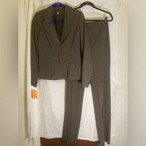 ANGEL NINA Vintage Pant Suit Set Blazer Brown Pattern Size FR 38